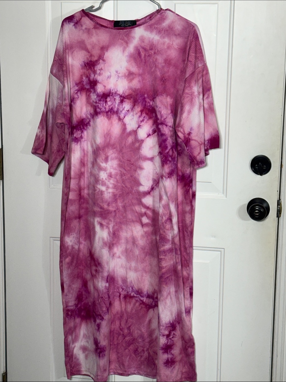 DRESSED IN LALA Pink Tie-Dye Ribbed Midi Dress
